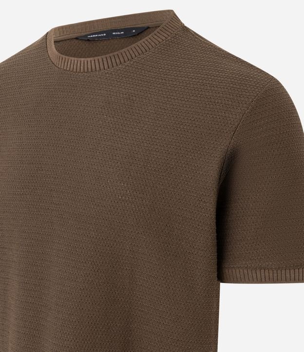 Remera Texturizada con Algodón y Cuello Redondo 6