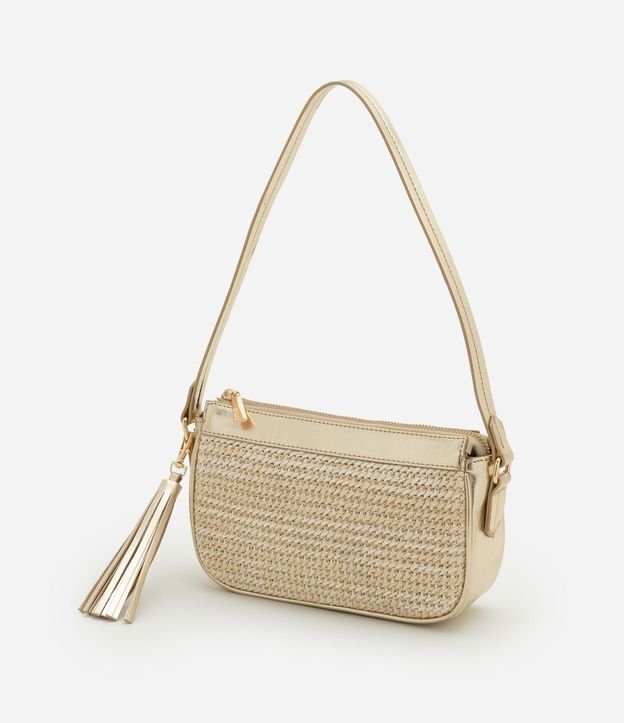 Cartera Baguette Pequeña con Efecto Paja Detalle de Tássel Boho Romántico 4