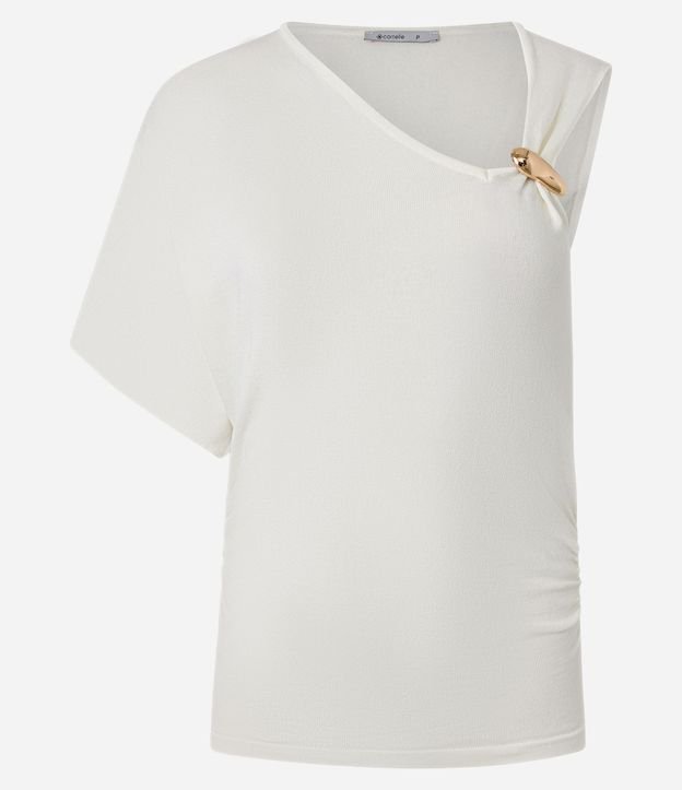 Blusa en Punto con Mangas Asimétricas y Adorno Metalizado