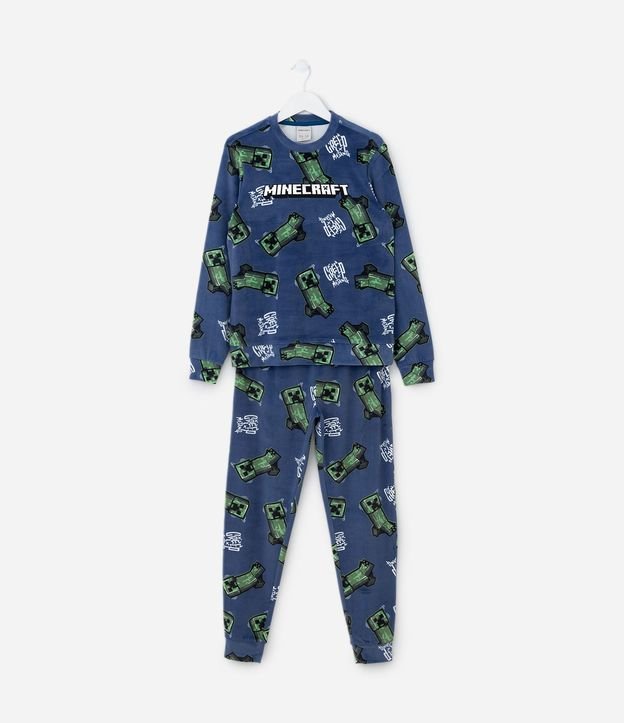 Pijama Infantil en Plush con Estampa de Minecraft – Talle 5 a 14 años 2