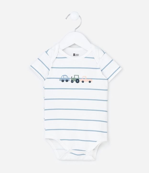 Body Infantil con Estampa Rayada y Carrinhos - Talle RN a 18 Meses 3