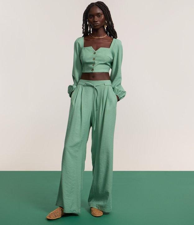 Pantalón Wide Leg Sastrería con Cinturón Incorporado 6