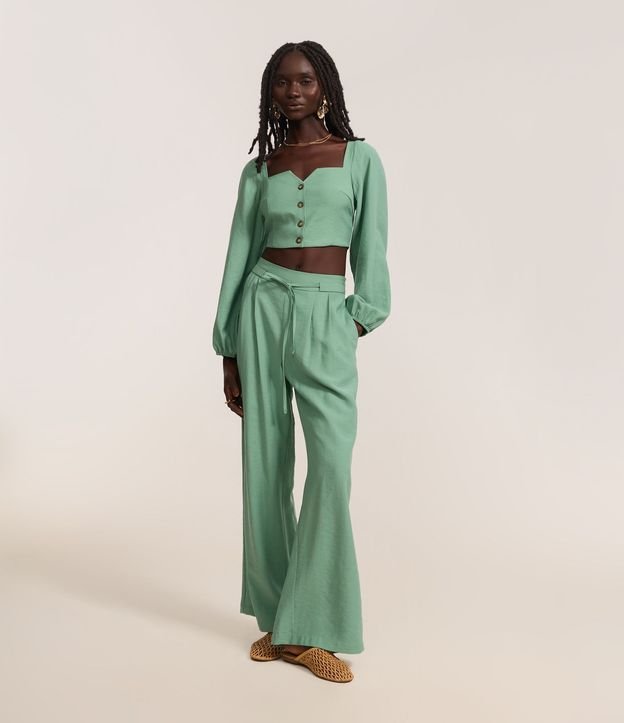Pantalón Wide Leg Sastrería con Cinturón Incorporado