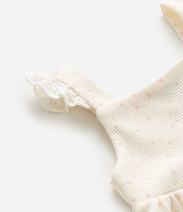 Conjunto Infantil con Estampa de Lunares Detalles en Broderie y Textura Waffle - Talle 0 a 18 Meses 13