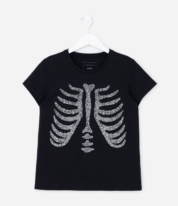 Remera Infantil con Estampa Esqueleto - Talle 5 a 14 años