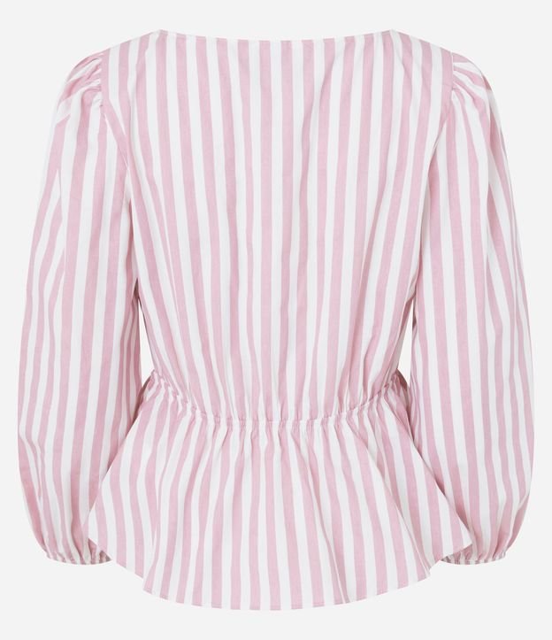 Blusa en Tricolina Rayada con Manga 3/4 Abullonada 7