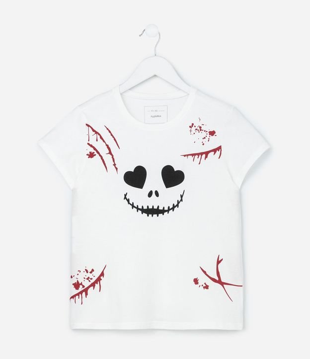 Remera Infantil Halloween con Estampa de Calavera y Rasguño de Sangre - Talle 5 a 14 años