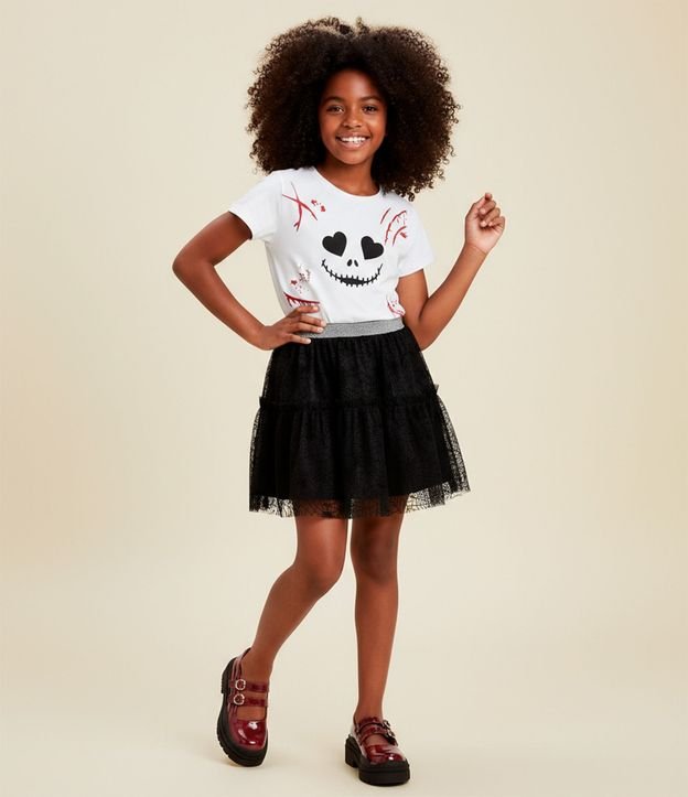 Remera Infantil Halloween con Estampa de Calavera y Rasguño de Sangre - Talle 5 a 14 años