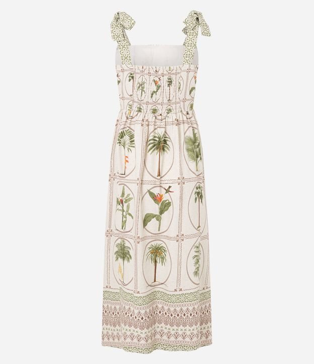 Vestido Evasê Midi en Visolinho con Estampa FLores y follajes 7