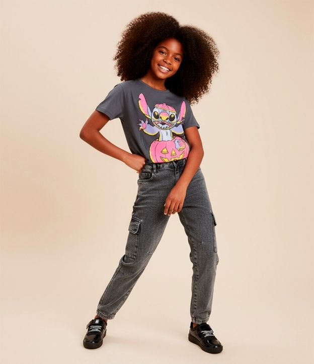 Pantalón Slouchy Infantil en Jeans con Bolsillo Cargo - Talle 5 a 14 años