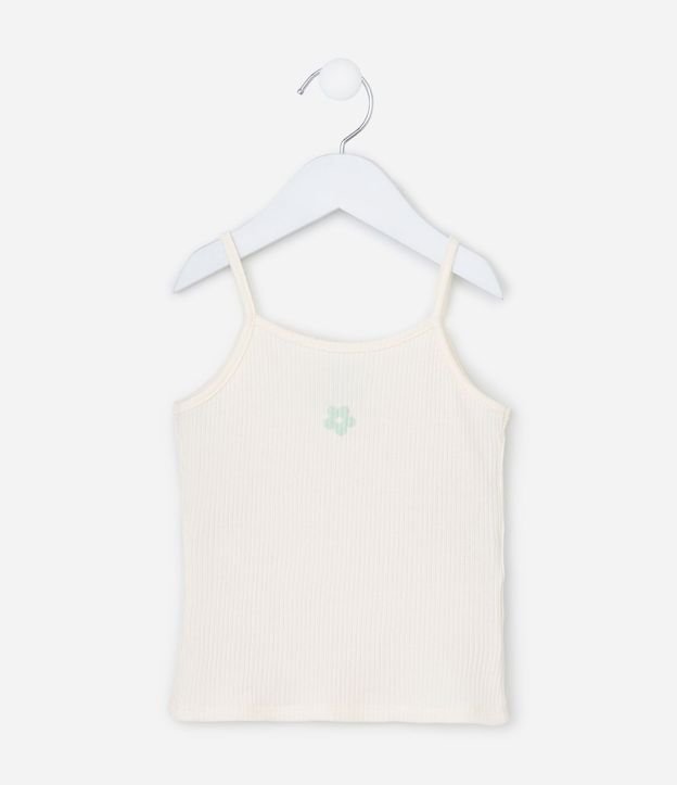 Musculosa Infantil Acanalada con Flor - Talle 1 a 6 años 2