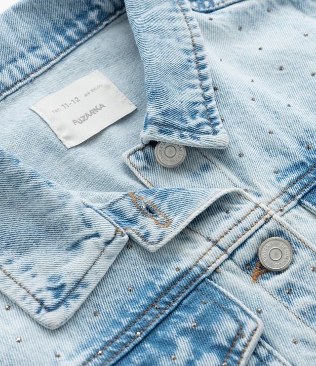 Campera Regular Infantil en Jeans con Brillos Aplicados - Talle 5 a 14 años 7