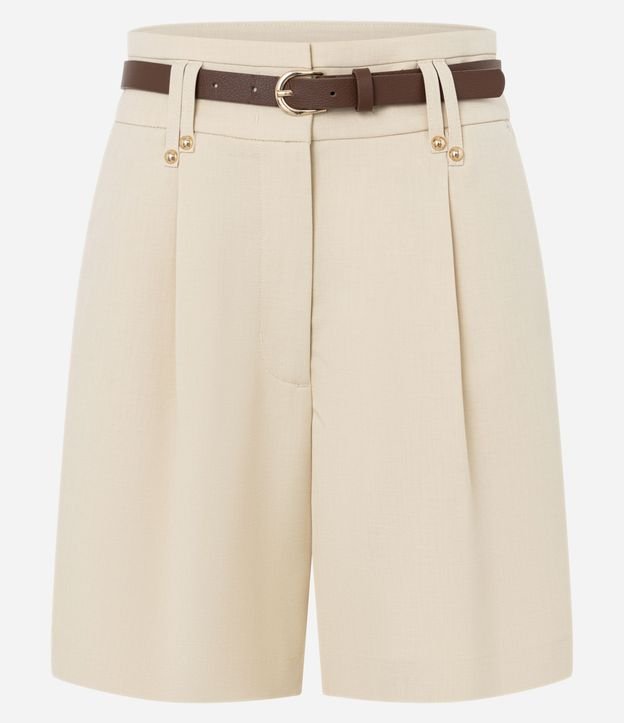 Short con Pliegues y Cinturón Estrecho de PU 6