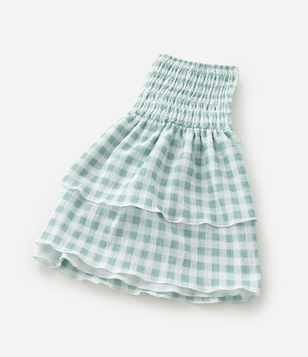 Pollera Corta Infantil en Anarruga con Estampa de Cuadros Vichy - Talle 5 a 14 años 7