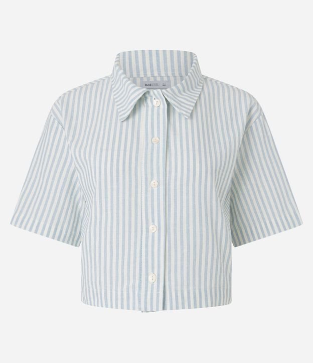 Camisa Cropped Rayada en Sarga 4