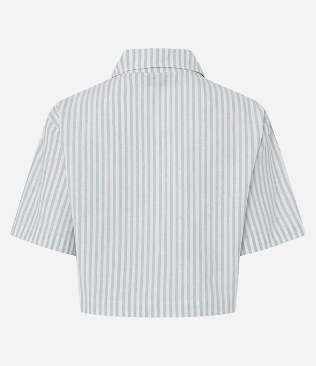 Camisa Cropped Rayada en Sarga 6