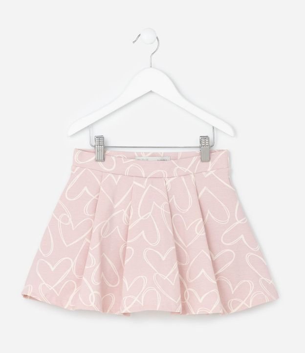 Short Pollera Infantil con Estampa de Corazón y Pliegues - Talle 5 a 14 años 2