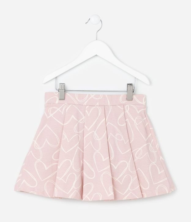 Short Pollera Infantil con Estampa de Corazón y Pliegues - Talle 5 a 14 años 3
