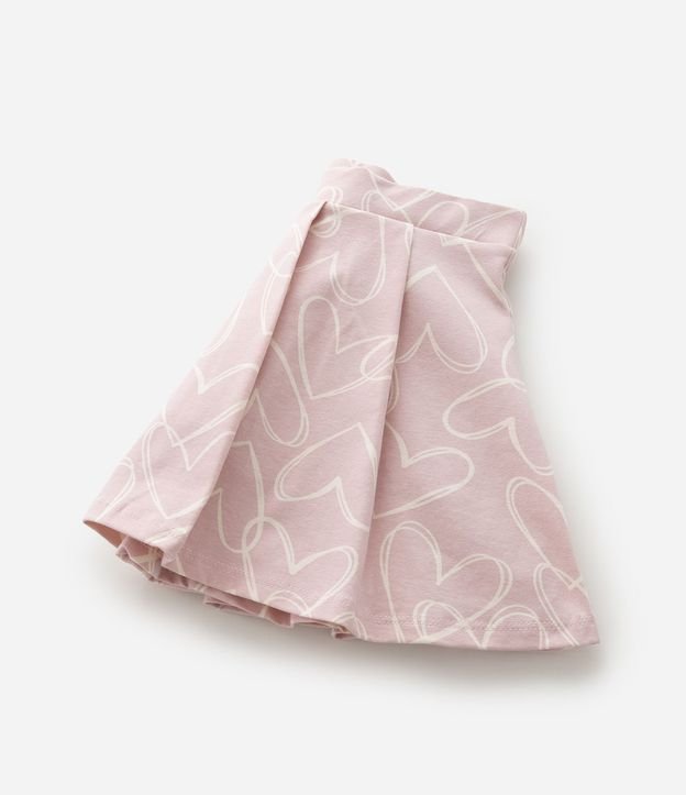 Short Pollera Infantil con Estampa de Corazón y Pliegues - Talle 5 a 14 años 5
