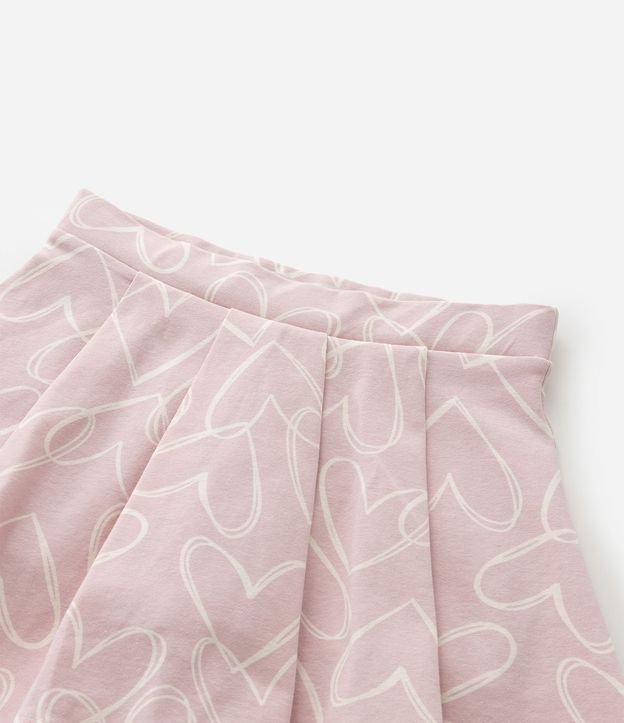 Short Pollera Infantil con Estampa de Corazón y Pliegues - Talle 5 a 14 años 6