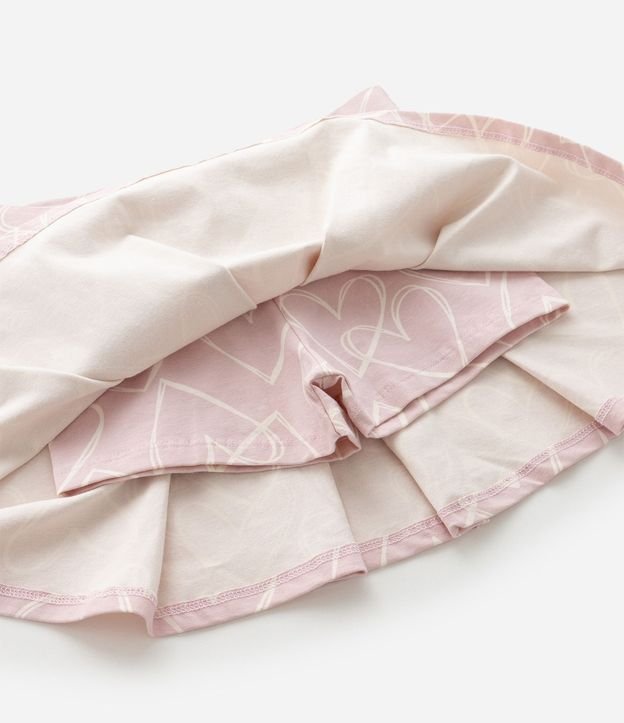 Short Pollera Infantil con Estampa de Corazón y Pliegues - Talle 5 a 14 años 7