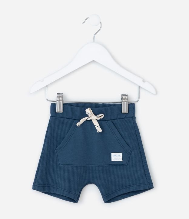 Bermuda Infantil con Bolsillo Canguro y Textura Waffle - Talle 0 a 18 Meses 2