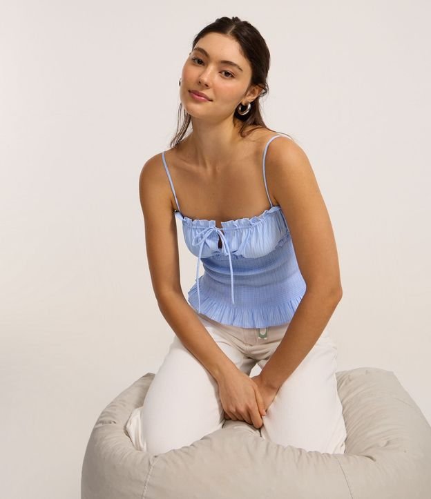 Blusa de Asa en Laise con Fruncidos y Lastex