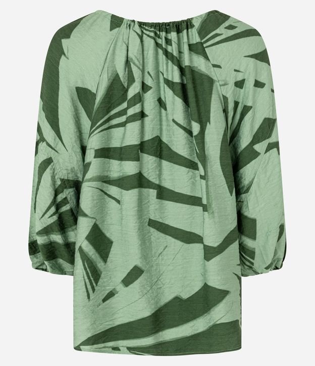 Blusa en Viscosa con Manga Abullonada y Estampa Abstracta 6