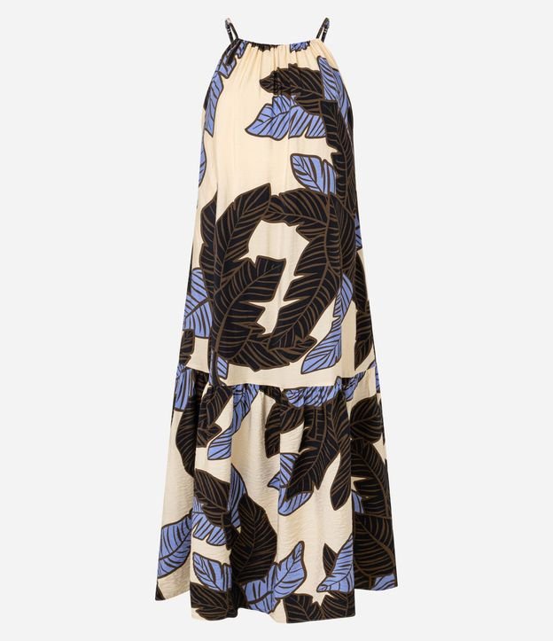 Vestido Evasê Frente Única en Viscosa con Estampa Follaje 8