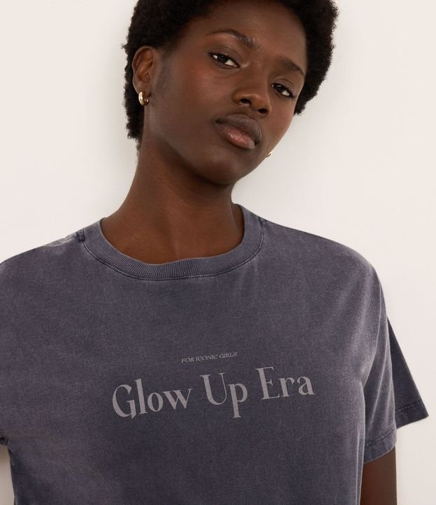 Remera Oversized Deportiva en Algodón Desteñido con Estampa Glow Up Era 3