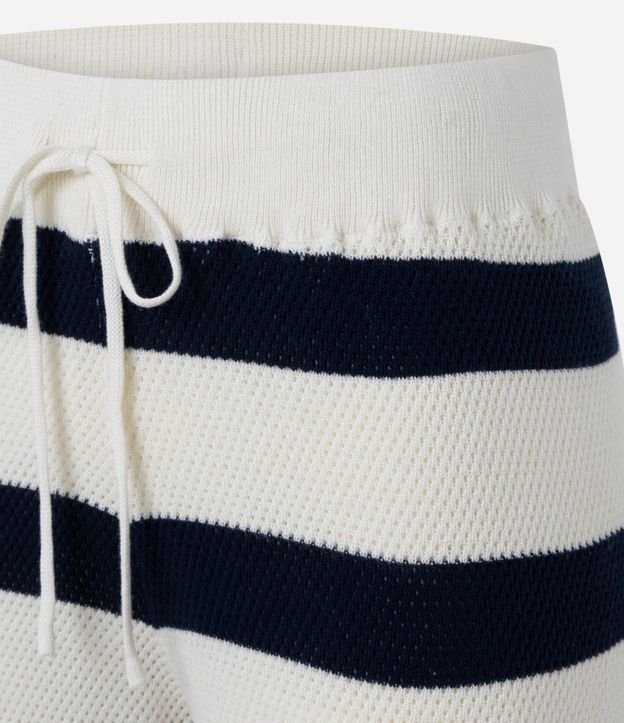 Pantalón Recto Rayada en Punto con Elástico y Lazo en la Cintura 9