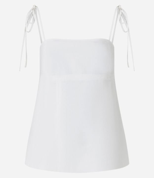 Blusa Sastrería con Escote Recto y Lazo en el Bretel 6