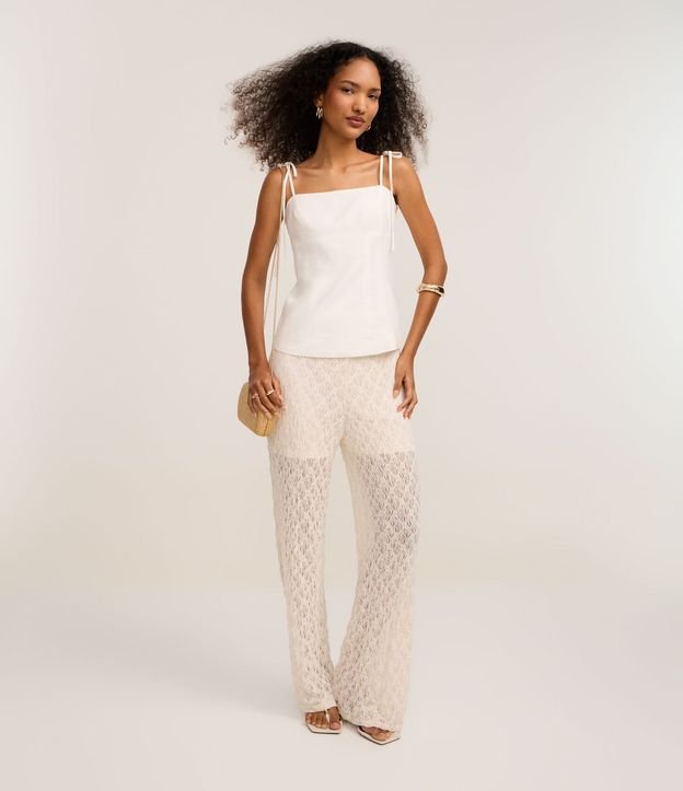 Blusa Sastrería con Escote Recto y Lazo en el Bretel 2