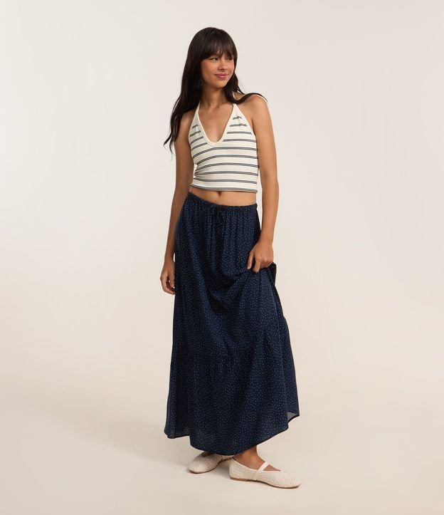 Pollera New Midi en Chalis de Lunares con Cintura Elástica