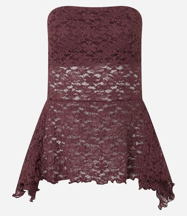 Blusa Sin Breteles en Encaje con Puntas Diferenciadas 5