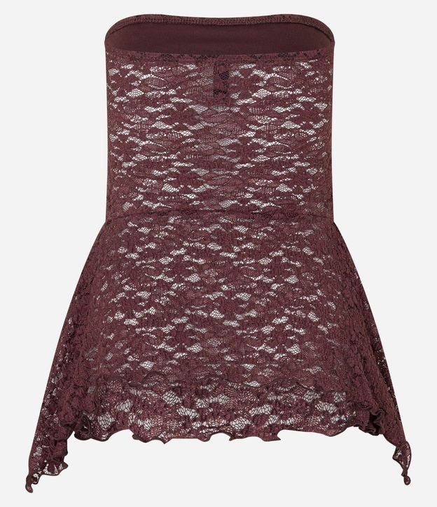 Blusa Sin Breteles en Encaje con Puntas Diferenciadas 8