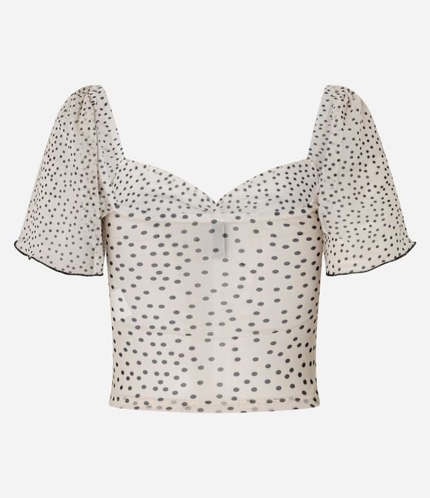 Blusa Cropped en Tule de Lunares con Manga Abullonada Frufru 7