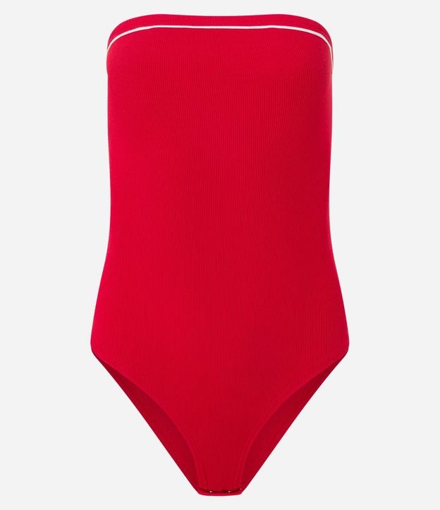 Body sin Breteles en Rib con Piping Contrastante 4