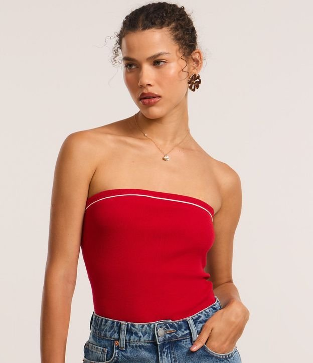 Body sin Breteles en Rib con Piping Contrastante 3