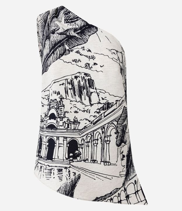 Blusa Hombro Único en Viscolino con Estampa Parque Lage 7