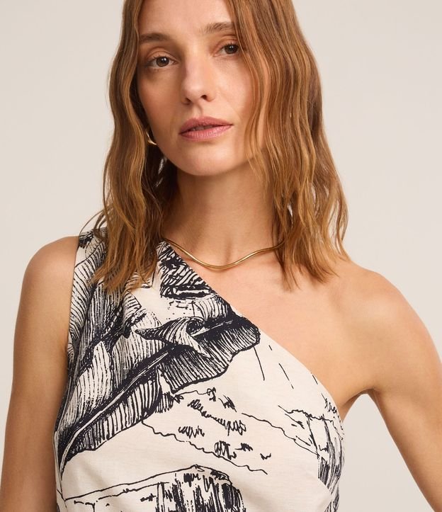 Blusa Hombro Único en Viscolino con Estampa Parque Lage 3