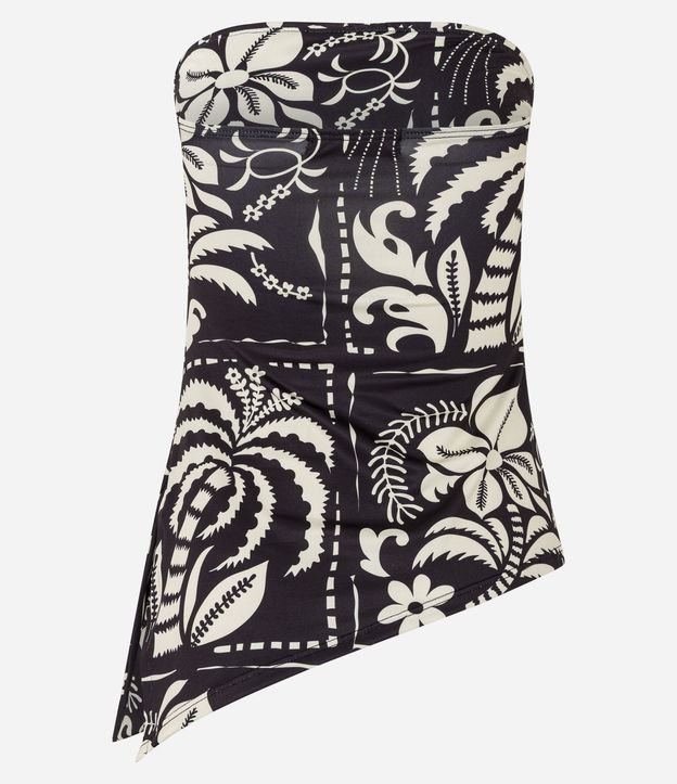 Blusa Sin Manga en Microfibra con Estampa Floral Bicolor y Bajo Asimétrica 7