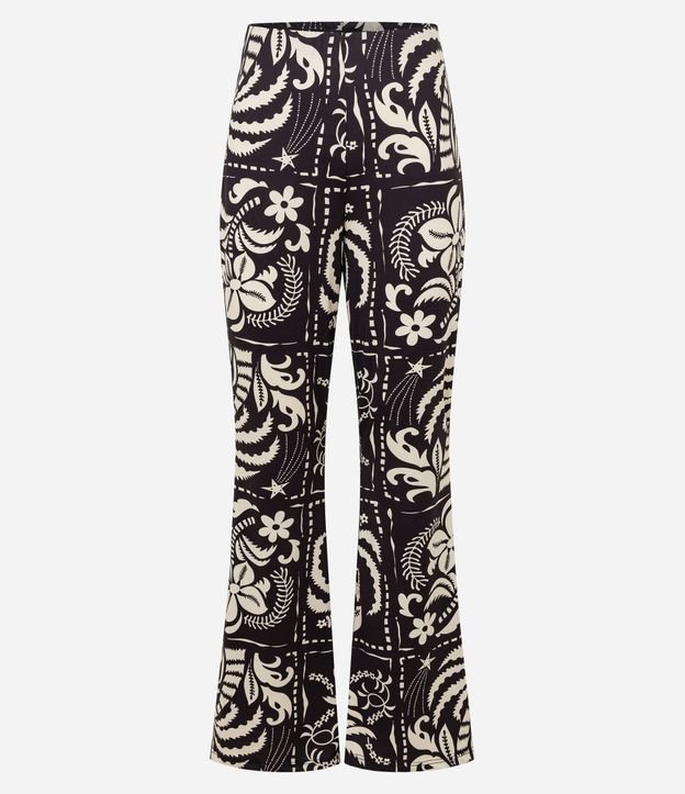 Pantalón Flare en Microfibra con Estampa Floral 5