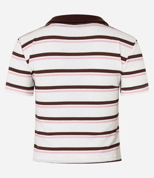 Blusa Polo en Rib con Abotonado Delantero y Rayas Contrastantes 7
