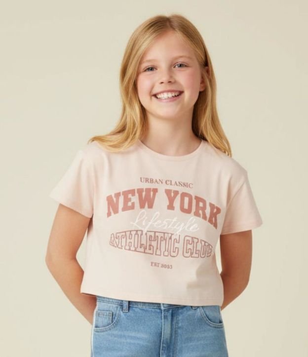 Remera Relaxed Infantil con Estampa Lettering New York - Talle 7 a 16 años