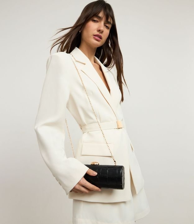 Cartera Baguette en PU con Textura Crocco y Correa de Cadena