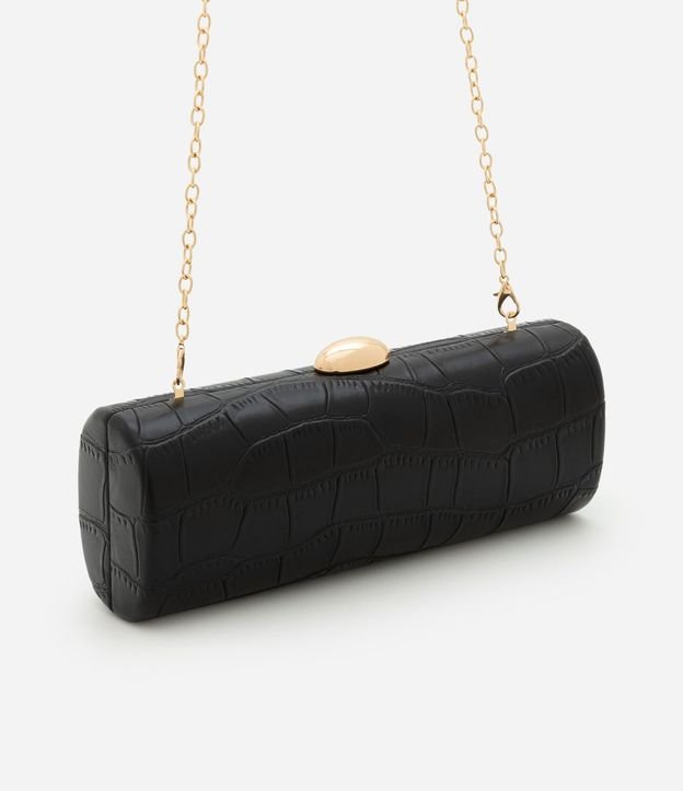Cartera Baguette en PU con Textura Crocco y Correa de Cadena 2