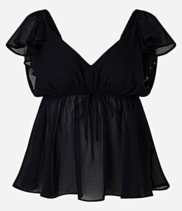 Blusa en Chiffon con Escote V y Volado en el Hombro 4