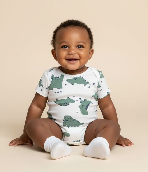 Body Infantil con Estampa Dinosaurios - Talle 0 a 18 meses