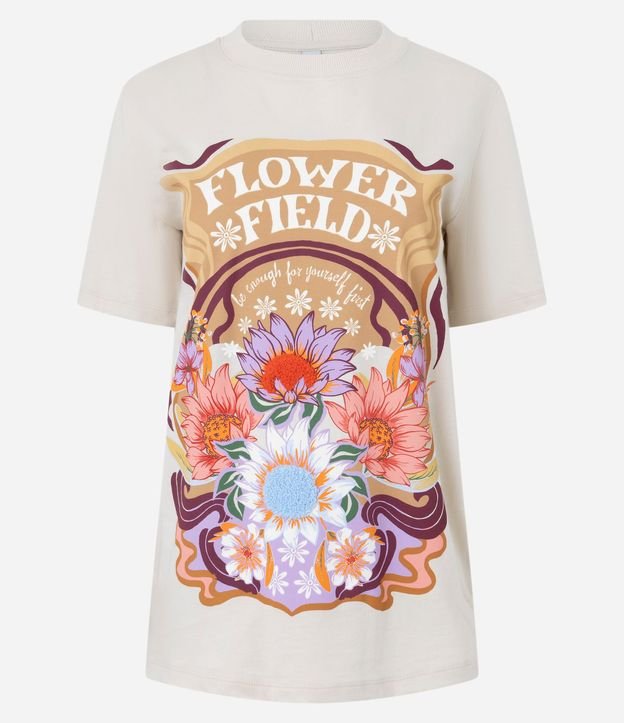 Remera Alargada en Algodón con Estampa Floral
